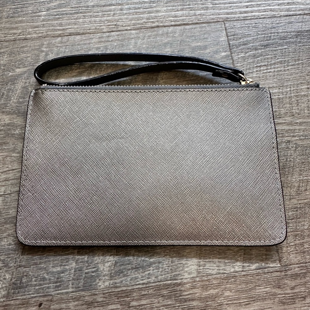 kate spade Mikas Pond Bee Zipper Wristlet - Metallic Silver Grey - Picture 3 of 17